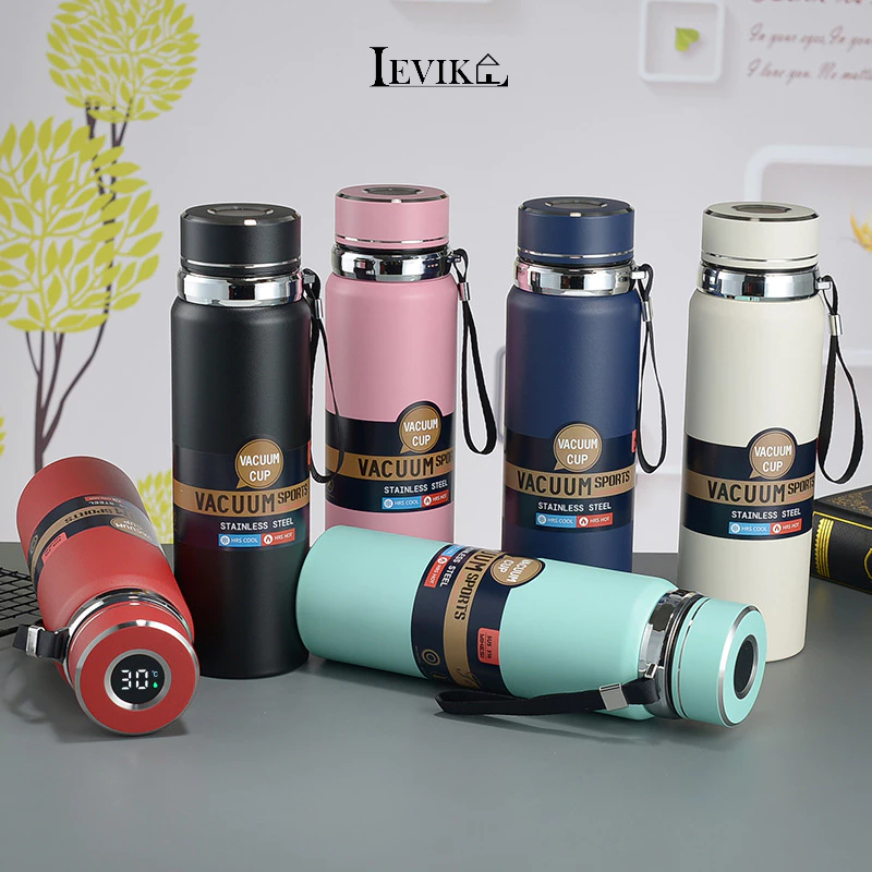 Ảnh Bộ Bình Nước Giữ Nhiệt Cute 600ml - 1000ml Inox 316 Nóng Lạnh 6 - 12 Tiếng Có Dây Đeo và  Lưới Lọc Trà Không Hiện Nhiệt 2