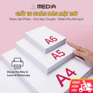 Giấy Decal A4/A5/A6/A7 Media Mặt Mờ 80gsm, Giấy In Tem Vận Chuyển, Mã Vạch Dùng Cho Máy In Laser