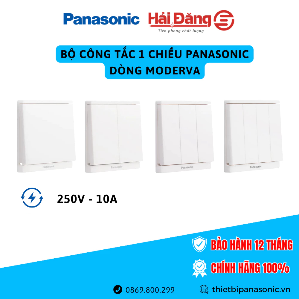 Công tắc 1 chiều cao cấp Panasonic dòng Moderva - Bộ công tắc đơn, đôi ...