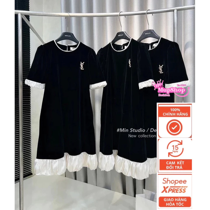 Váy suông nhung tuyết phối bèo siêu xinh, váy bầu nhung sang chảnh, đầm bầu dự tiệc , váy đầm bầu thu đông
