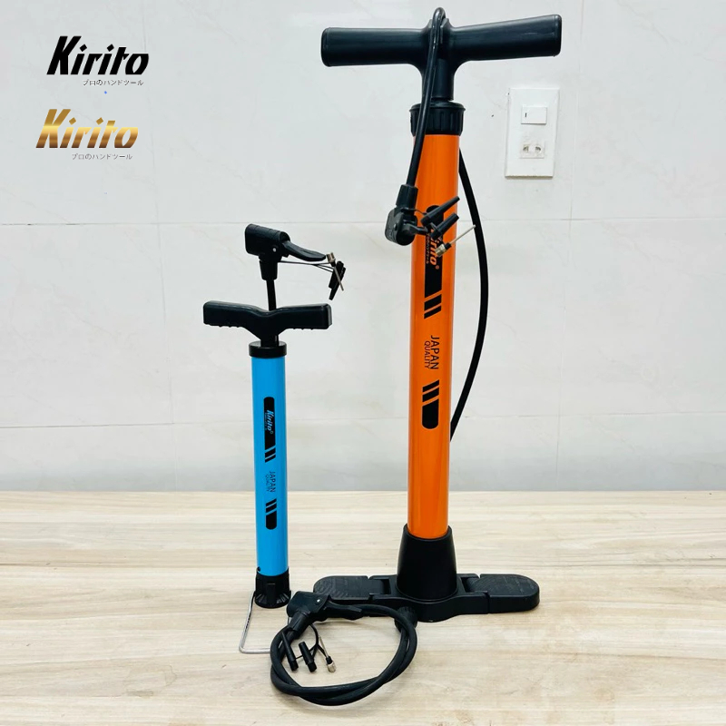 Combo 2 bơm xe đạp, bơm xe máy, bơm đa năng thương hiệu Kirito cao cấp tặng thêm dây
