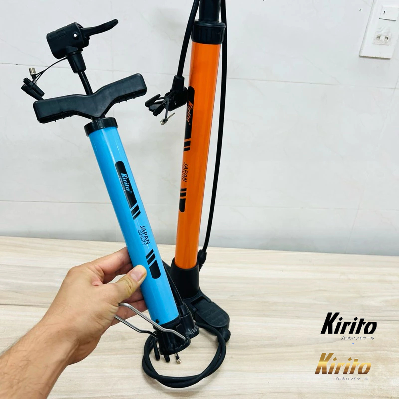 Combo 2 bơm xe đạp, bơm xe máy, bơm đa năng thương hiệu Kirito cao cấp tặng thêm dây