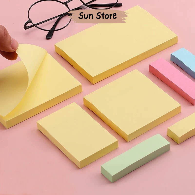 Set 100 tờ giấy nhớ viết note ghi chú nhiều kích cỡ màu vàng - Sun ...