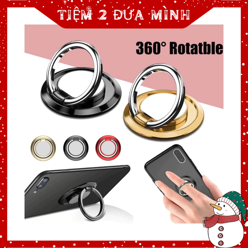 Giá đỡ iring điện thoại, giá đỡ dạng nhẫn xỏ ngón tay xoay 360 độ gắn lưng ghế ô tô đa năng