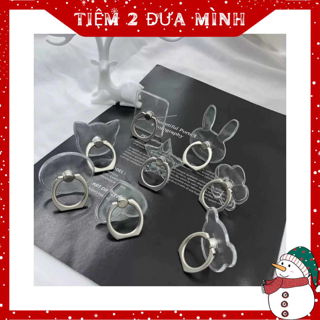 Giá đỡ điện thoại dạng nhẫn đeo tay trong suốt / Vòng Nhẫn Xỏ Ngón Kiêm Giá Đỡ Điện Thoại/ Iring