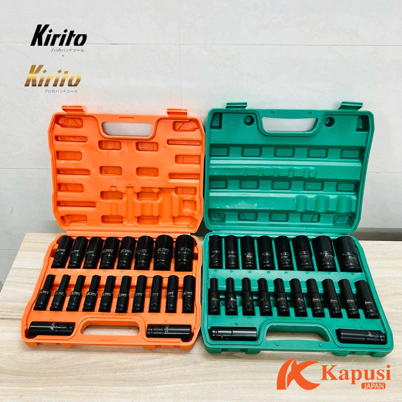Bộ đầu khẩu 1/2 dài 8cm màu đen từ số 8-32mm cao cấp thép CRV sử dụng tháo lắp bulong chuyên nghiệp