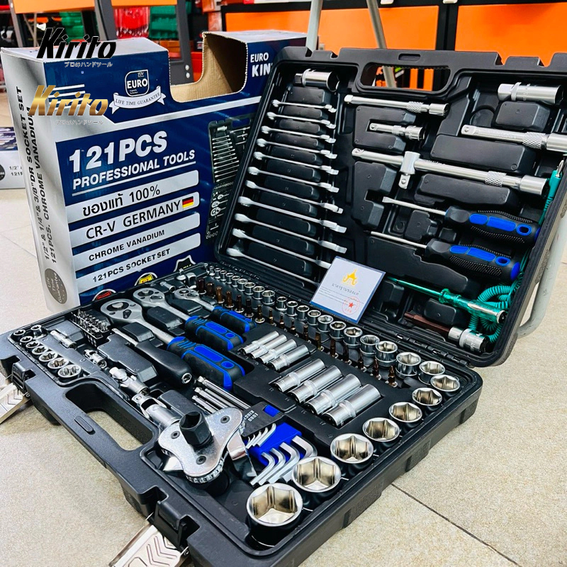 Bộ Dụng Cụ Sửa Chữa Ô Tô Xe Máy Đa Năng EUROKING Tools 121 Chi Tiết Thép Cr-V Cao Cấp