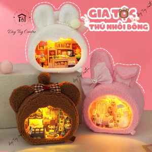Đồ Chơi Mô Hình Nhà Búp Bê DIY Doll House Mini Gỗ🏡Handmade Tự Lắp Ghép Cute 🎁GIA TỘC THÚ NHỒI BÔNG🧸