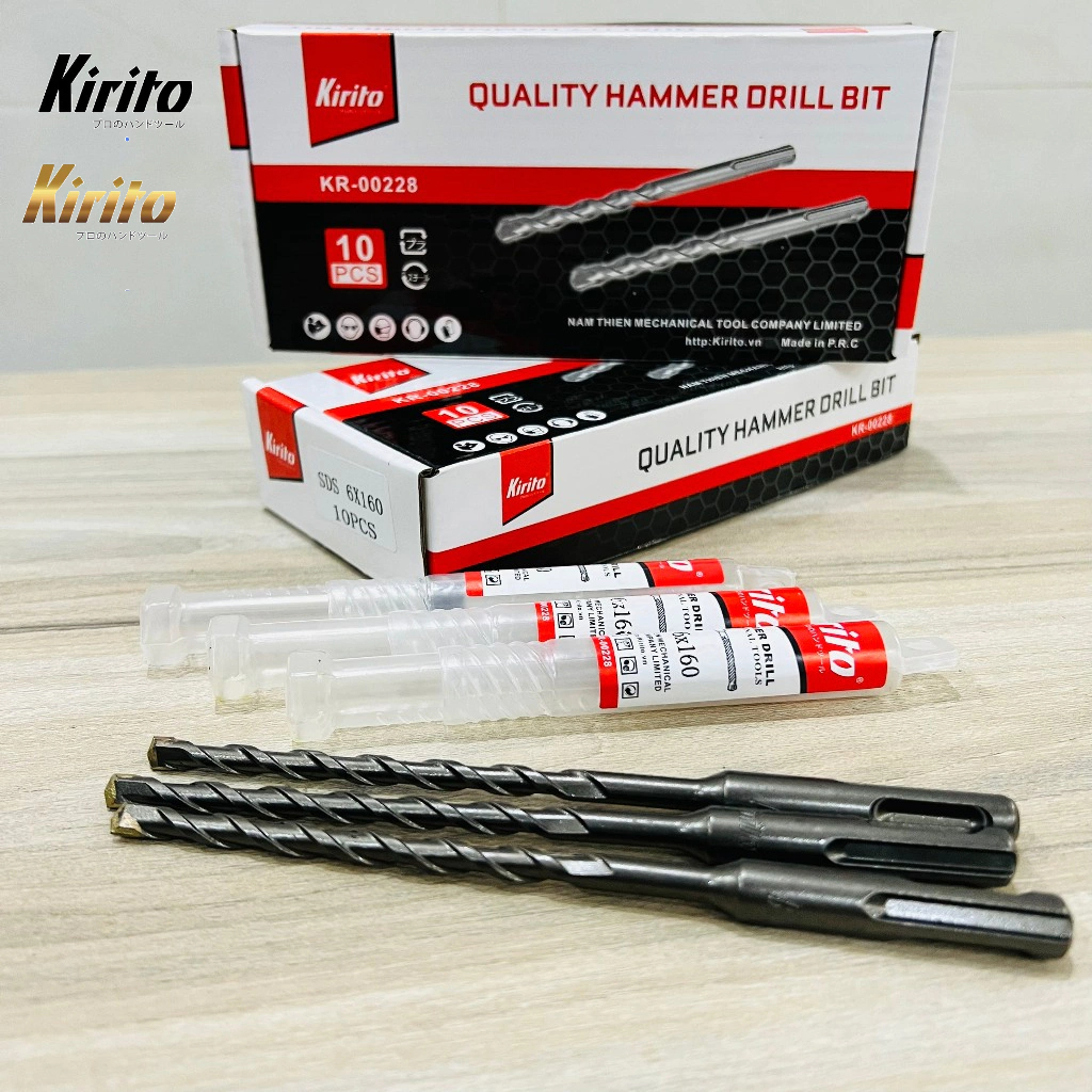 Bộ Mũi Khoan Bê Tông Kirito 6-8-10-12-14mm Chính Hãng, Thép Hợp Kim Siêu Bền