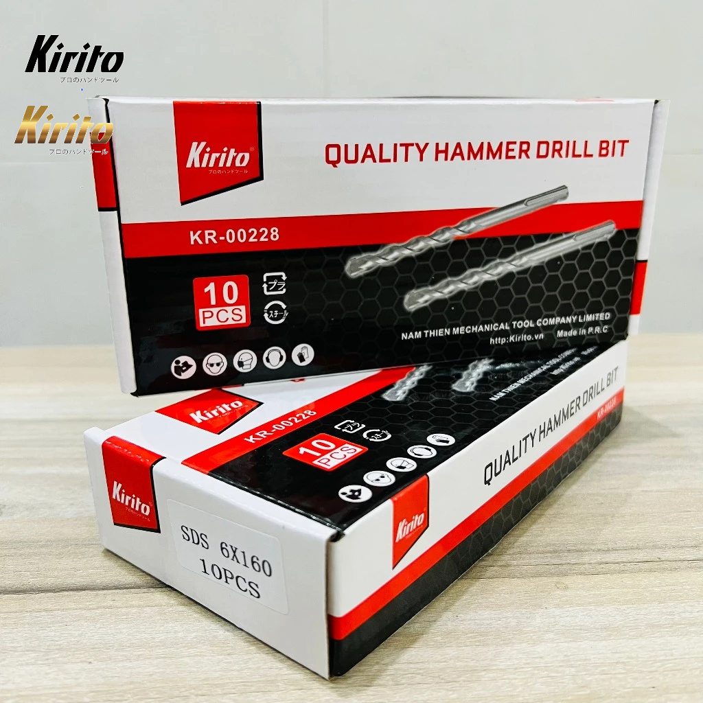 Bộ Mũi Khoan Bê Tông Kirito 6-8-10-12-14mm Chính Hãng, Thép Hợp Kim Siêu Bền