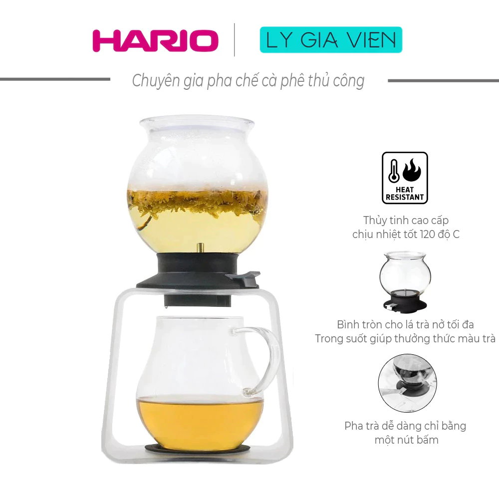 Bộ Ấm Trà Nhỏ Giọt Bằng Thủy Tinh Hario Tea Dripper Largo Stand Set