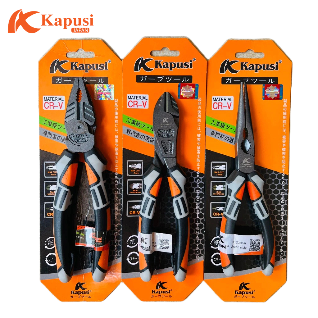 Kìm điện – kìm cắt - nhọn kìm đa năng công nghiệp  KAPUSI TOOLS JAPAN thép CR-V cao cấp, Bộ kìm G