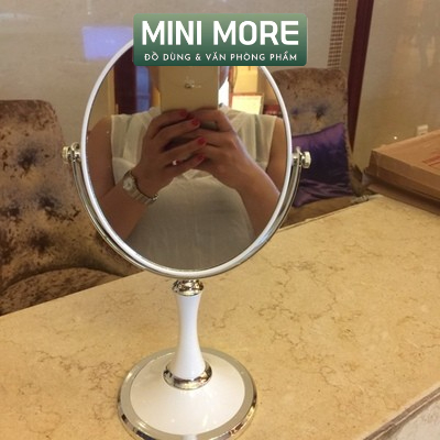 (Size lớn) Gương trang điểm để bàn 2 mặt nhựa trắng decor trang trí phòng | BigBuy360 - bigbuy360.vn