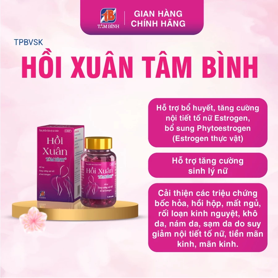 Ảnh Hỗ trợ bổ sung nội tiết tố nữ Hồi Xuân Tâm Bình, cải thiện bốc hỏa, nám da, rối loạn kinh nguyệt 2