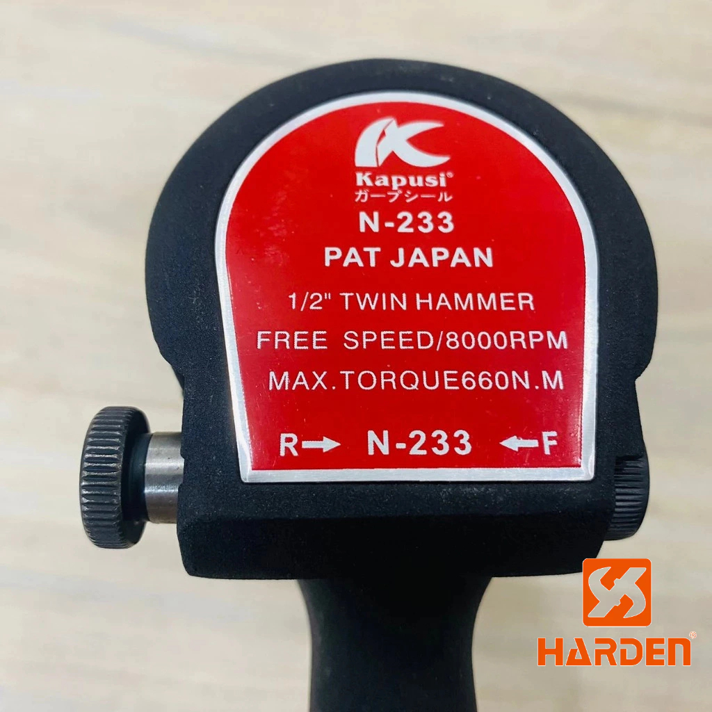 Máy bắn bulong 2 búa khí nén hệ 1/2 inch hãng  KAPUSI TOOLS Nhật Bản, lực siết max 660Nm