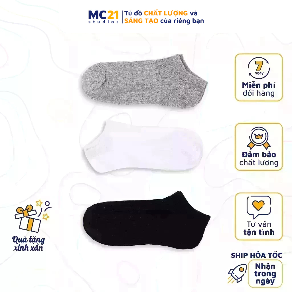 Ảnh Tất cổ ngắn nam nữ MC21.STUDIOS trơn chất vải mềm thoáng khí unisex nam nữ vớ phong cách Hàn Quốc S2904 1