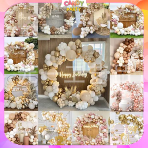 Set bóng bay trang trí sinh nhật ,thôi nôi, đầy tháng trang trí lễ hội Tone màu Nâu tone xuân đẹp CANDY13 TUD6