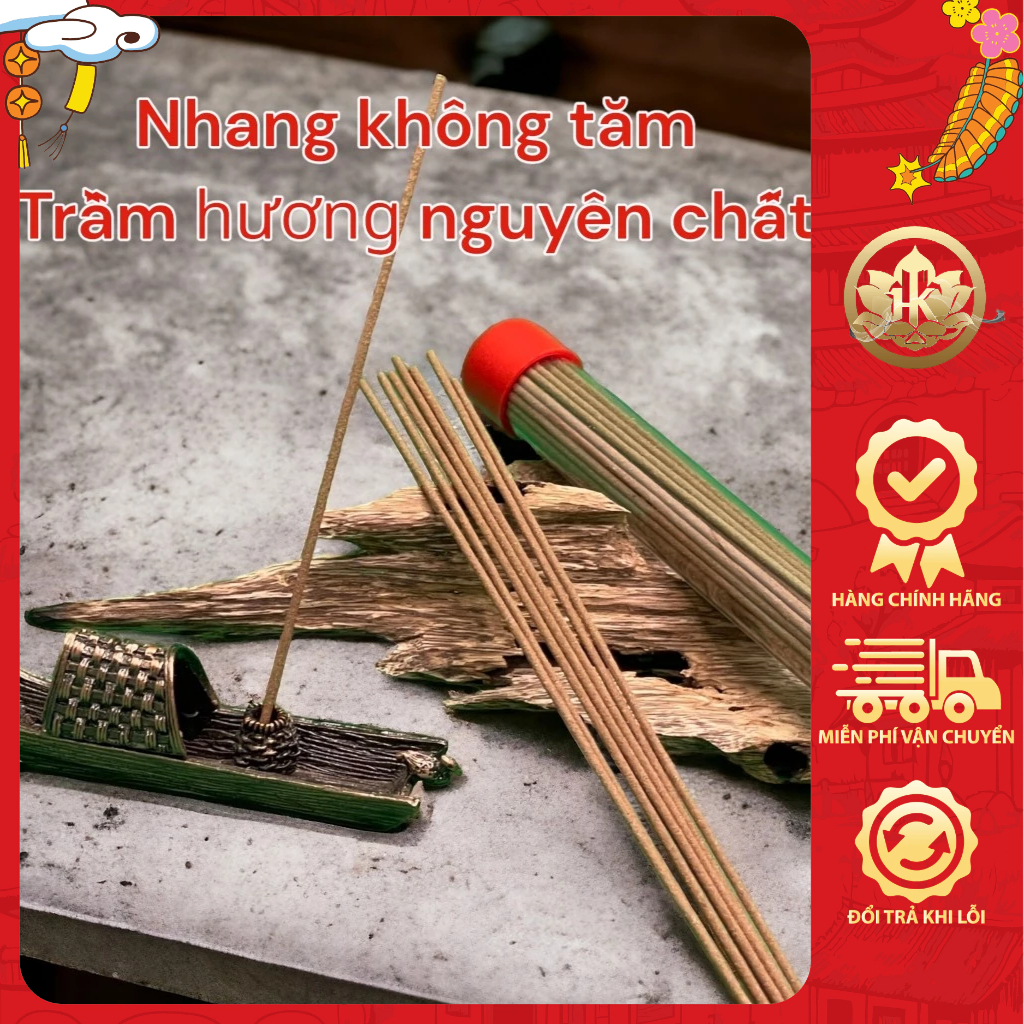 Nhang không tăm cao cấp trầm hương nguyên chất, thơm tự nhiên, xông phòng thiền định yoga