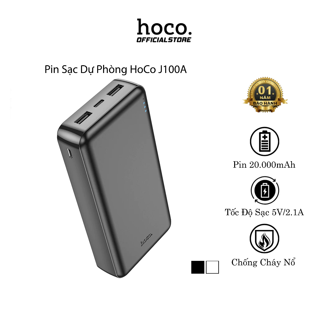 Pin Sạc Dự Phòng Hoco J100/J100A, Dung Lượng 10.000mAh/20.000mAh, Đèn ...