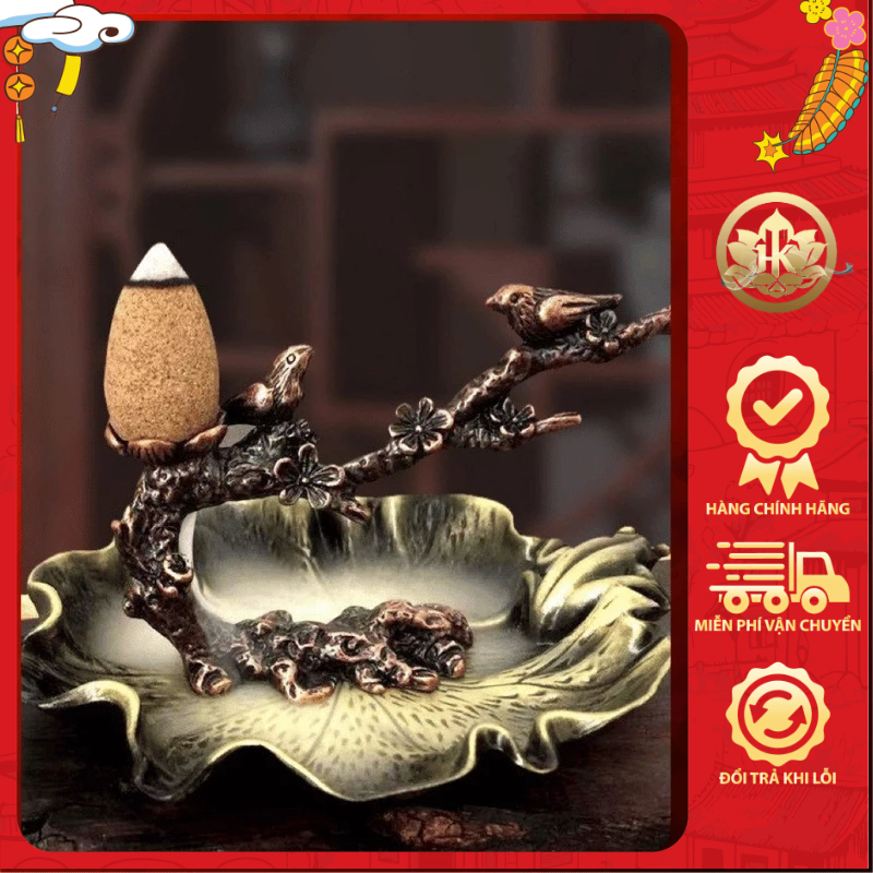 Đế đốt trầm hương hình cành hoa mận độc đáo, Thác khói, phong thủy, đế đỡ nụ trầm thác khói