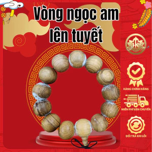 Vòng tay Trầm Hương Ngọc Am lên tuyết, vòng tay tài lộc phong thủy, thơm ngọt đầy đủ kích thước,