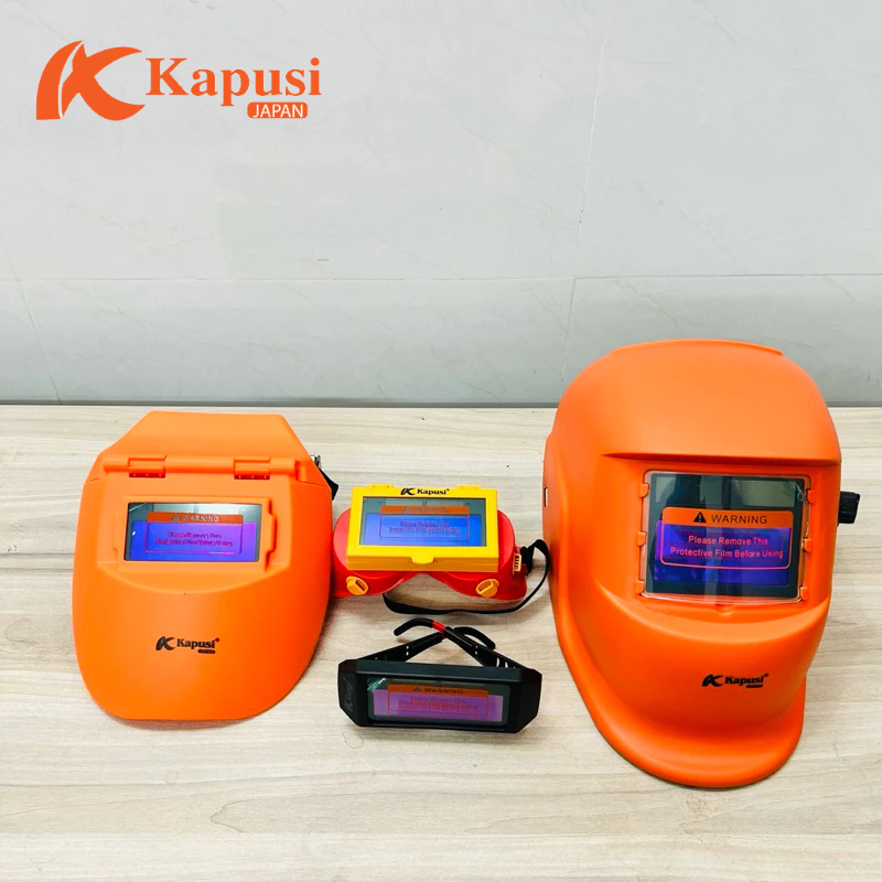 Phụ kiện dùng cho thợ hàn thương hiệu kapusi tools với kính hàn, mũ hàn, găng tay hàn cao cấp