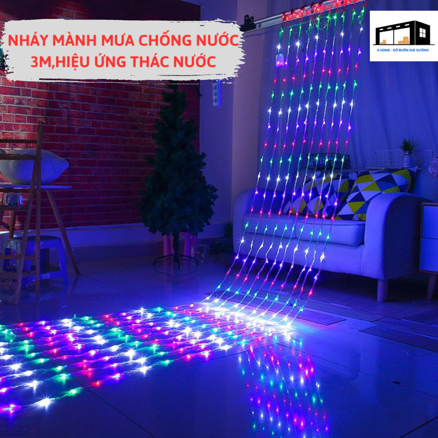 Đèn rèm Mành Mưa 3M*2M thả 10 Sợi hiệu ứng thác nước mưa rơi | Shopee ...