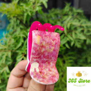 Kẹp tóc càng cua Honey họa tiết 3D bấu tròn 6 răng