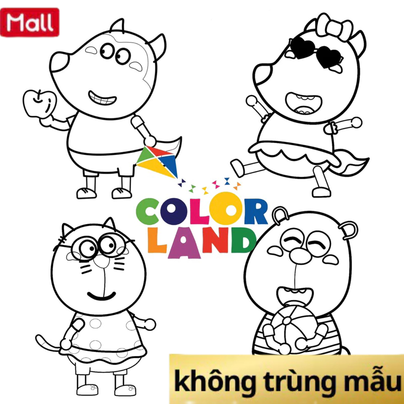 W.o.l.f.00 Lucy Kat Pando - Set 35 Tờ Tranh Tô Màu Kích Thước A4 A5 ...