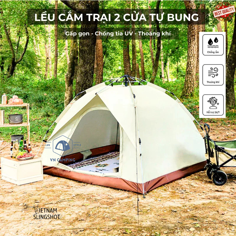 Lều Cắm Trại, lều dã ngoại tự bung, chống tia UV, chống thấm nước, lều tự giãn nở phù hợp 2-6 người