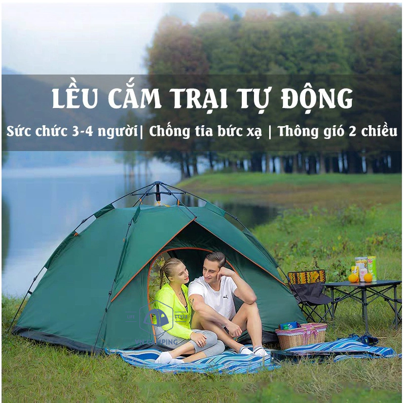 Lều Cắm Trại, lều dã ngoại tự bung, chống tia UV, chống thấm nước, lều tự giãn nở phù hợp 2-6 người
