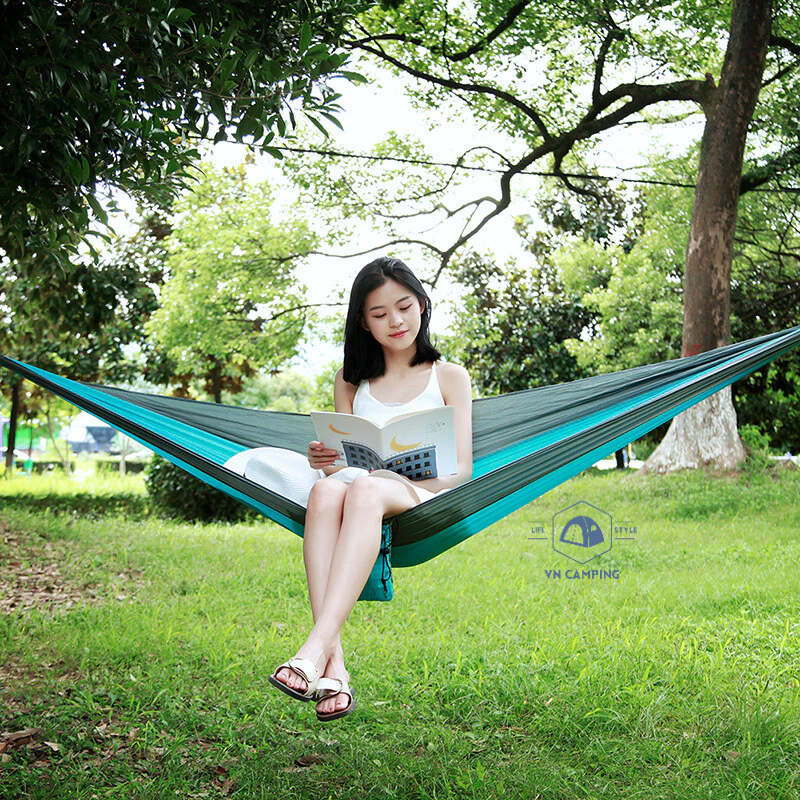 Võng Camping, Võng Xếp, Võng Dã Ngoại 260*140cm gấp gọn, Đi Cắm Trại,Du lịch,Tặng Túi,Dây,Móc