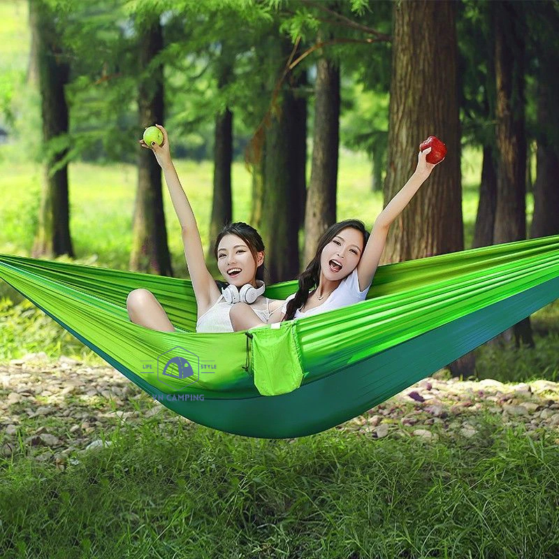 Võng Camping, Võng Xếp, Võng Dã Ngoại 260*140cm gấp gọn, Đi Cắm Trại,Du lịch,Tặng Túi,Dây,Móc