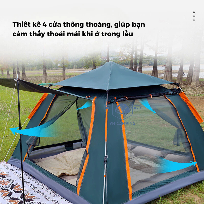 Lều Cắm Trại, lều dã ngoại tự bung, chống tia UV, chống thấm nước, lều tự giãn nở phù hợp 2-6 người