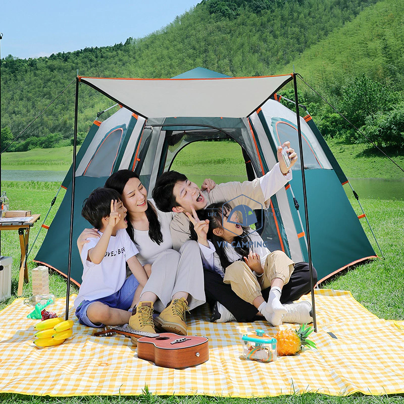 Lều Cắm Trại, lều dã ngoại tự bung, chống tia UV, chống thấm nước, lều tự giãn nở phù hợp 2-6 người