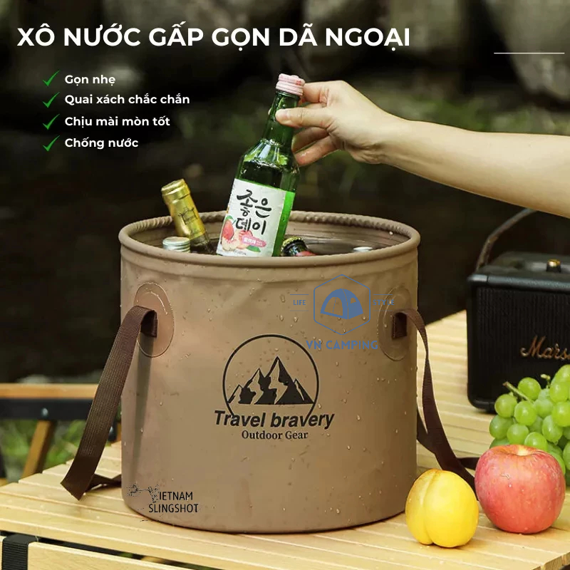 Xô đựng nước dã ngoại gấp gọn du lịch cắm trại rất tiện dụng, dễ dàng mang theo - DCP19