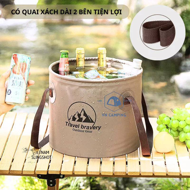 Xô đựng nước dã ngoại gấp gọn du lịch cắm trại rất tiện dụng, dễ dàng mang theo - DCP19