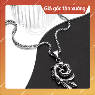 Dây chuyên unisex thép họa tiết vân mây có báo hành.