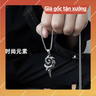 Dây chuyên unisex thép họa tiết vân mây có báo hành.