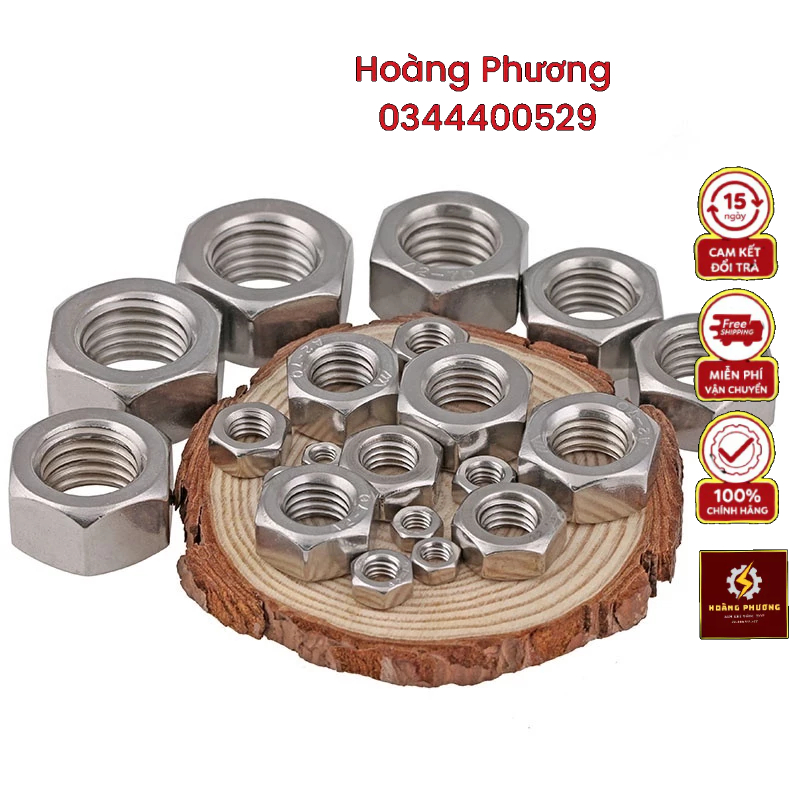 10 con Đai ốc inox M5 - M10, con tán inox đủ kích cỡ, ê cu inox ...