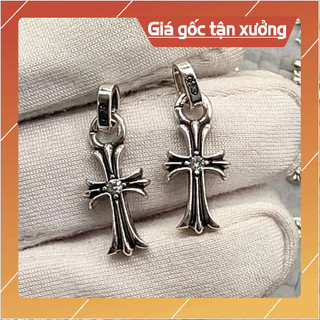 Bông tai chrome heart chữ thập bạc 925 fullbox(1 chiếc)
