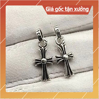 Bông tai chrome heart chữ thập bạc 925 fullbox(1 chiếc)