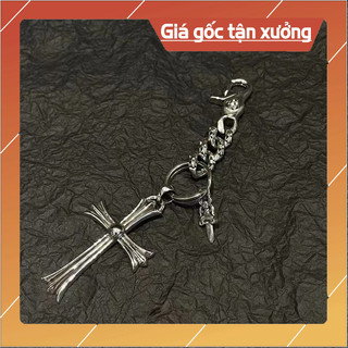 Móc khóa chrome heart chữ thâp bạc thái fullbox.