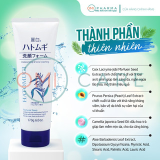 Sữa Rửa Mặt Dưỡng Ẩm & Làm Sáng Da REIHAKU Hatomugi The Facial Foam (170g)
