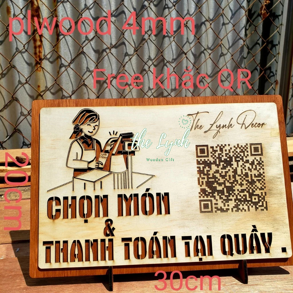 Bảng Gọi món và thanh toán tại quầy - Free Khắc QR,tên quán