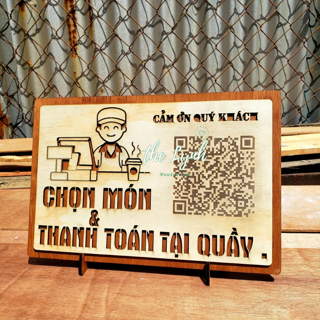 Bảng Gọi món và thanh toán tại quầy - Free Khắc QR,tên quán