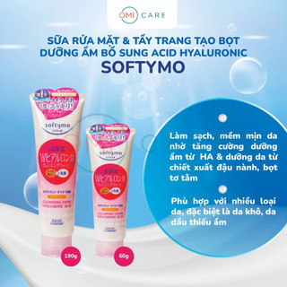 Sữa Rửa Mặt Và Tẩy Trang Tạo Bọt Dưỡng Ẩm Kose Softymo Cleansing Foam Hyaluronic Acid 60g và 190g