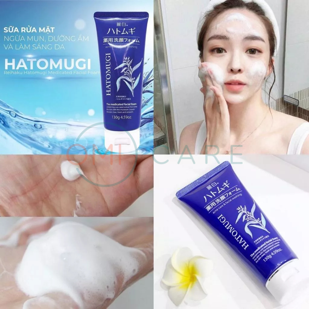 Ảnh Sữa Rửa Mặt Ngừa Mụn, Dưỡng Ẩm Và Làm Sáng Da Reihaku Hatomugi Nhật Bản (130g) 3