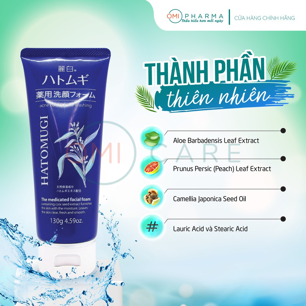 Ảnh Sữa Rửa Mặt Ngừa Mụn, Dưỡng Ẩm Và Làm Sáng Da Reihaku Hatomugi Nhật Bản (130g) 2