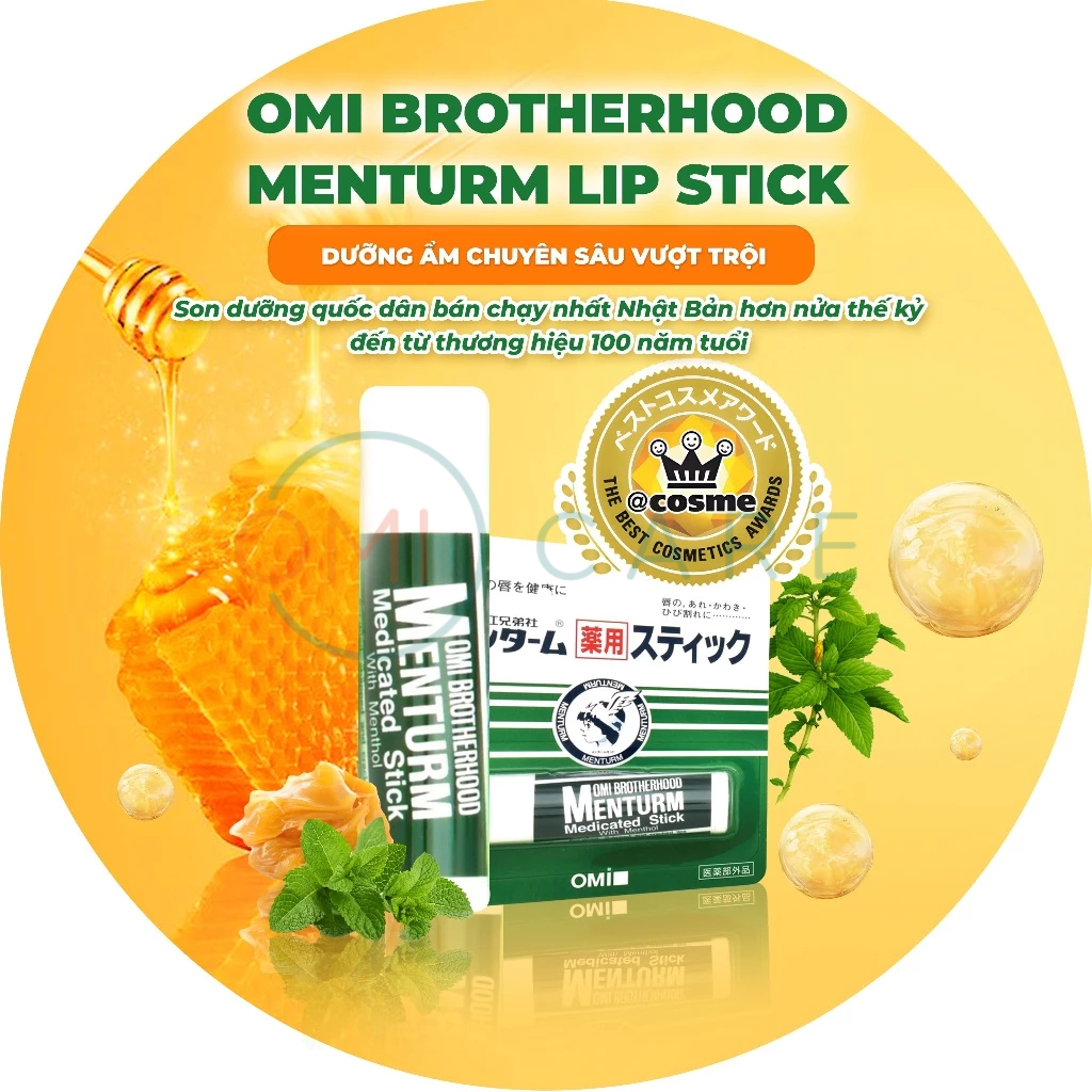 Ảnh Son Dưỡng Ẩm Bạc Hà Dành Cho Môi Khô Và Nứt Nẻ Omi Brotherhood Menturm Nhật Bản (4g/Thỏi) 2